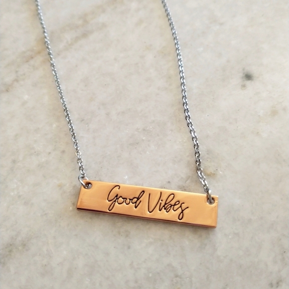 Harriet Ave Jewels Jewelry - Good Vibes bar charm necklace